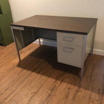 Old-school metal desk. Big and solid. pencil drawer is missing 
50" x 30" x 29"