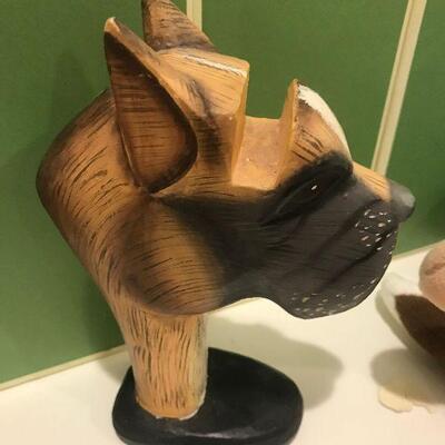Wooden Dog Glass Holder