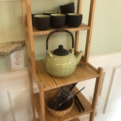 Bamboo Shelf, Asian Style Tea Set