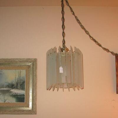 glass hanging swag lamp
