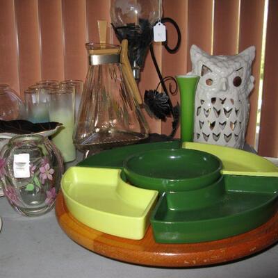 Pyrex style colored glass lazy susan