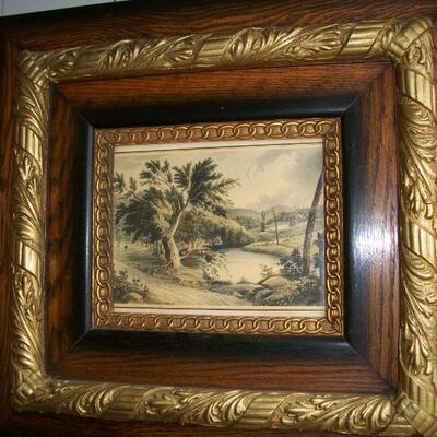 Pair Matching Antique Frames with antique print