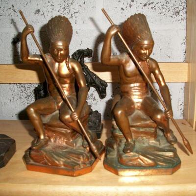 Jennings Brothers Indian with Spear Bookends