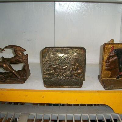 Various antique bookends