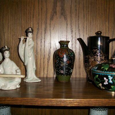 Asian Ceramics and Cloisonne Vases