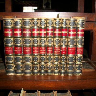 1856 Leather  10 Volume set Longfellow's Works