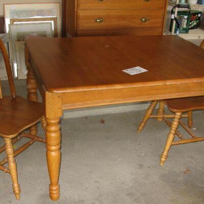 Maple table with self store leaf and 2 chairs                              
           BUY IT NOW $ 125.00...