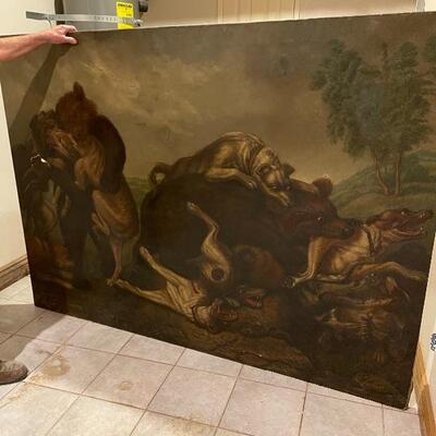 1888 painting ! Has a hole can be repaired - amazing ! 