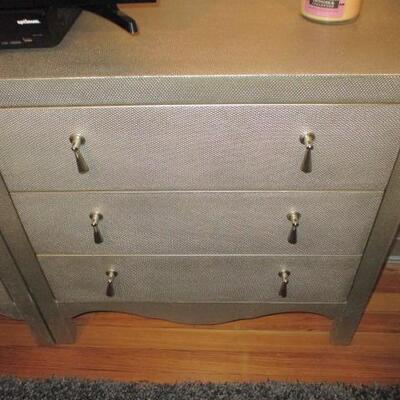 Pair Of Grey/Silver 3 Drawer Dressers  