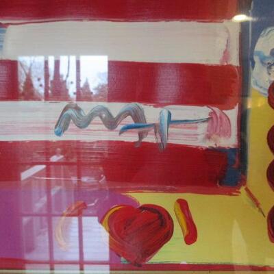 Peter Max US Flag with Heart with Certificate of Authenticity  