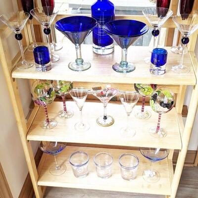 Various barware including cobalt blue