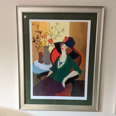 "Chapeau Bleu" signed Seriolithograph by Itzchak Tarkey