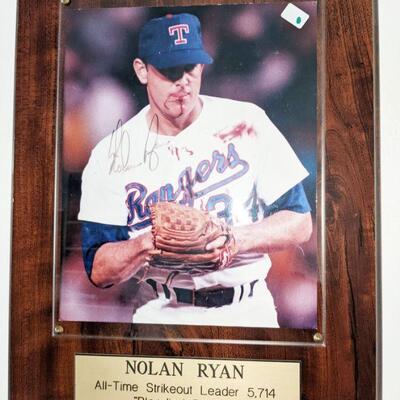 Nolan Ryan autographed plaque
