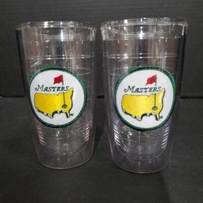 Set of 2 Tervis Double Walled tumblers with Master's badge inbetween walls. Cups measure 6.5