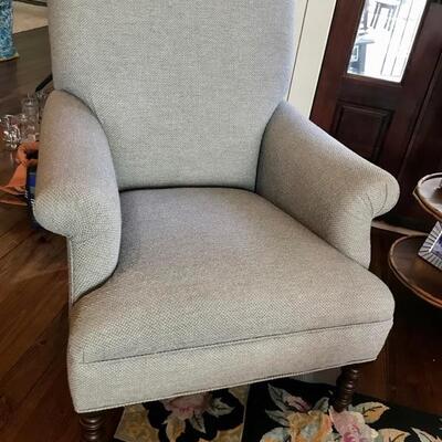 Grey chair with white slipcover $289
2 available.