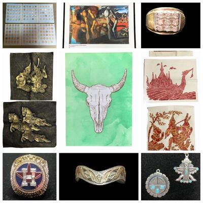 Jewelry, Signed Willie NelsonÂ & Bum PhillipsÂ Photographs, Artwork, Pyrex, Golf Clubs, Area Rugs, Carnival Ware, Milk Glass, Collectable...