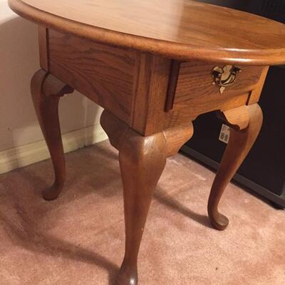 Oak side table with drawer