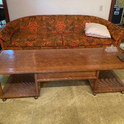 https://www.ebay.com/itm/124694814433	CV9008 Mid Century Modern Coffee Table Burled top w/ Wicker Accents  -4/30/21 Pickup Only Estate...