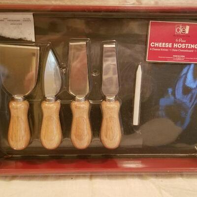slate cheese plate with 4 piece knives set (3 sets available)