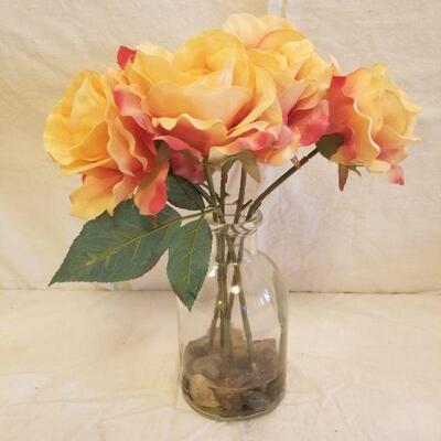 silk roses in glass vase