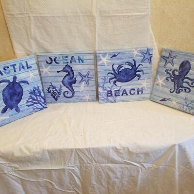set of 4 canvas coastal prints