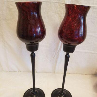 2 tall red goblets