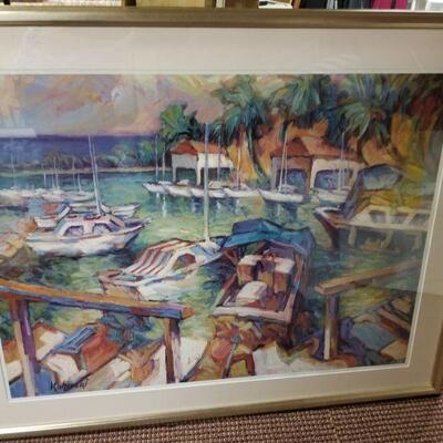 Large water color framed picture