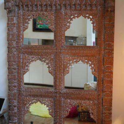 Antique Rajasthani hand carved windows converted to mirror
