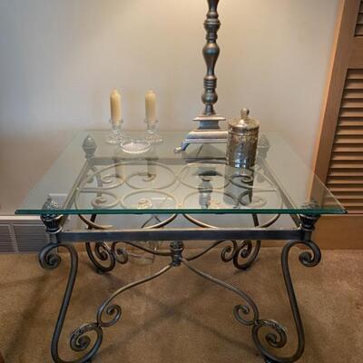 Wrought Iron Bevelled Glass Table - $90 - 30" Wide x 24" Deep x 23" High 