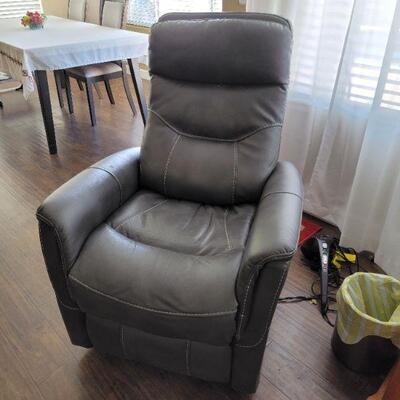 Gray leather recliner