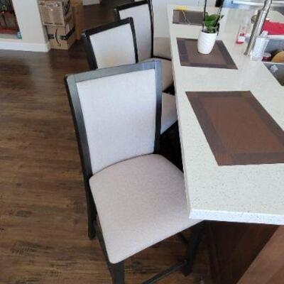 Long white dining table and chairs
