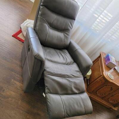 Gray leather recliner
