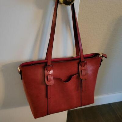 red leather purse
