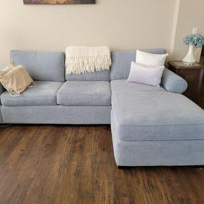 Light blue gray sectional sofa