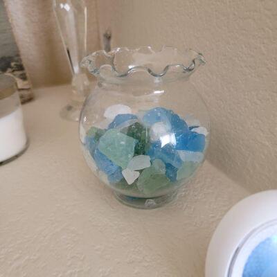 Fishbowl with beach glass
