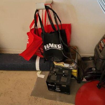 Reusable grocery bags and car battery 