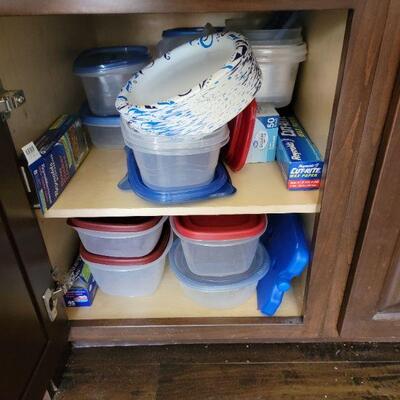 Paper plates and plastic containers