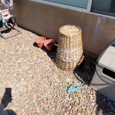 Flower pots and wood basket
