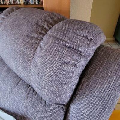 Gray recliner fabric detail