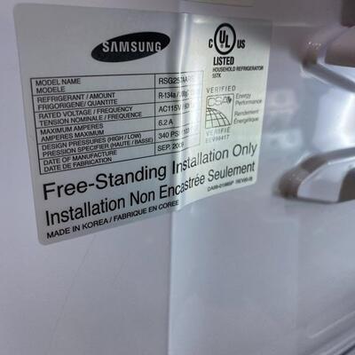 Samsung chrome two door refrigerator (label detail)