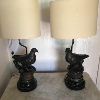 Two Antique Bird Lamps