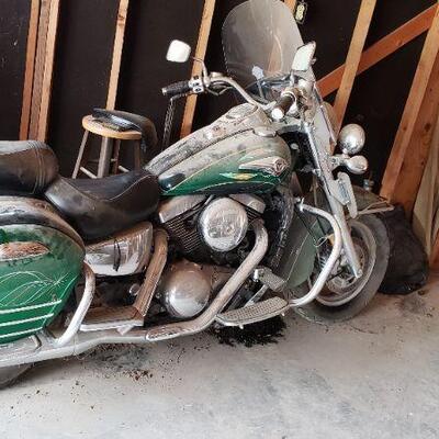 1999  Kawasaki  
Nomad 1500
Green

Mileage:  4,187.

Issue: Will need a battery. Seems like the clutch may be stuck as the clutch handle...