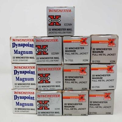 #8638 â€¢ 100 Rounds Of .22 Winchester Jacked Hollow Point, 400 Rounds Of .22 Winchester Full Metal Jacket,.
