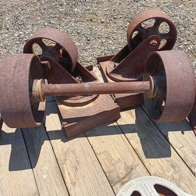 80584	

Industrial cart wheels
Industrial cart wheels. 2 individual sets 1 whole piece.