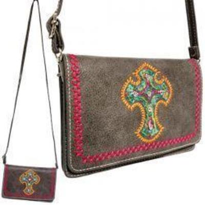 160	
Gray PU leather embroidered cross crossbody bag
Crossbody Bag