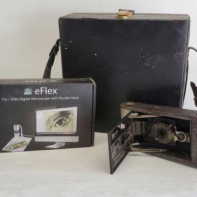 #8192 â€¢ Vintage Kodak Camera, eFlex Digital Microscope, and More!