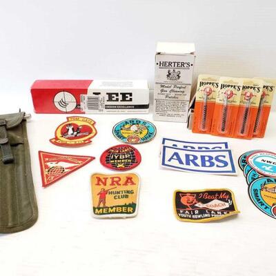 
#8082 â€¢ Patches, Stickers, Approx 20 .30 CAL Rifle Phosphor Bronze Brushes, Gun Cleaning Patches, 12 G