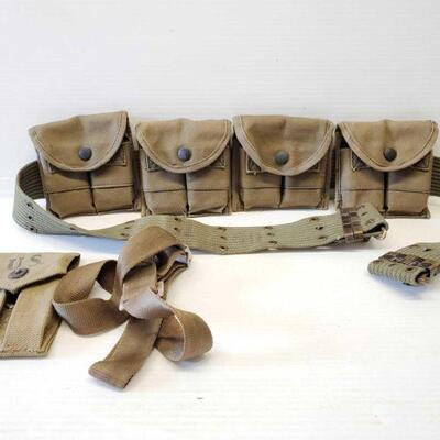 #8142 â€¢ Military Duty Belt With 4 Magazine Pouches, and More!