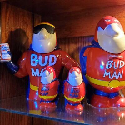 #2614 â€¢ 2 Bud Man Beer Steins And 2 Bud Man Salt And Pepper Shakers