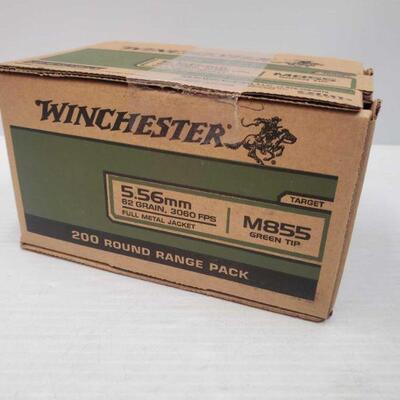 782	

New In Box 200 Rounds Of Winchester 5.56mm 62 Grain, 3060 FPS M855 Green Tip
Sealed But Opened For Picture Purposes